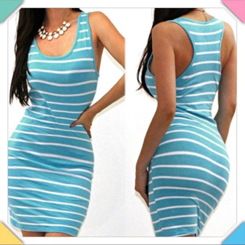 Racerback Blue Cotton Dress